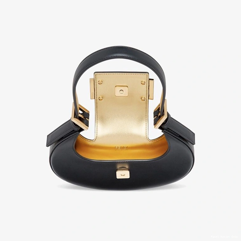 Cheap Hobo Mini Bag Leather Black In Fendi Calf Cookie 0708